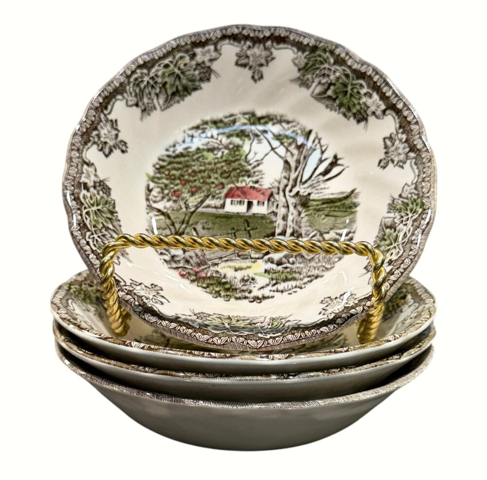 Johnson Bros Friendly Village Stone Wall 5" Fruit Bowls Set of 4 England